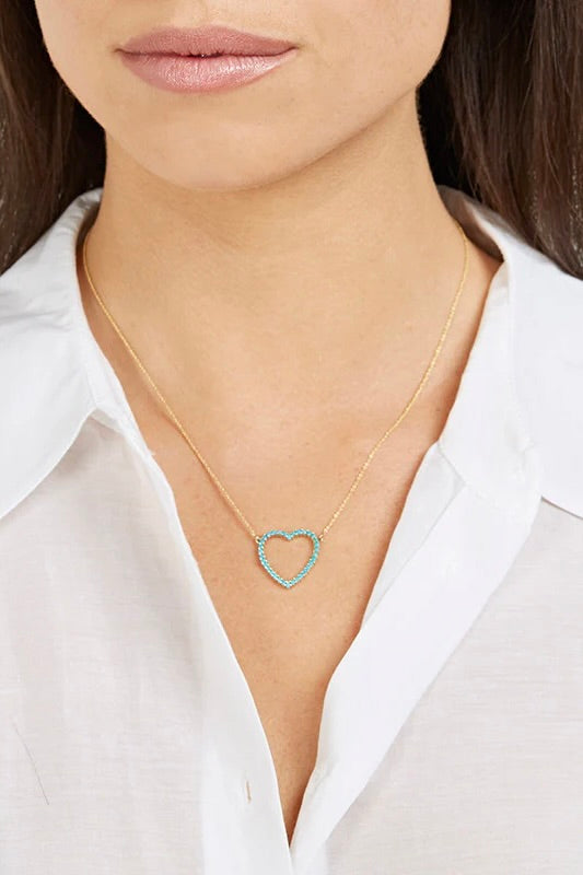 LARGE TURQUOISE OPEN HEART NECKLACE