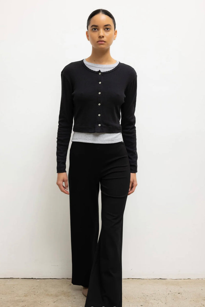 POINTELLE CROP CARDIGAN