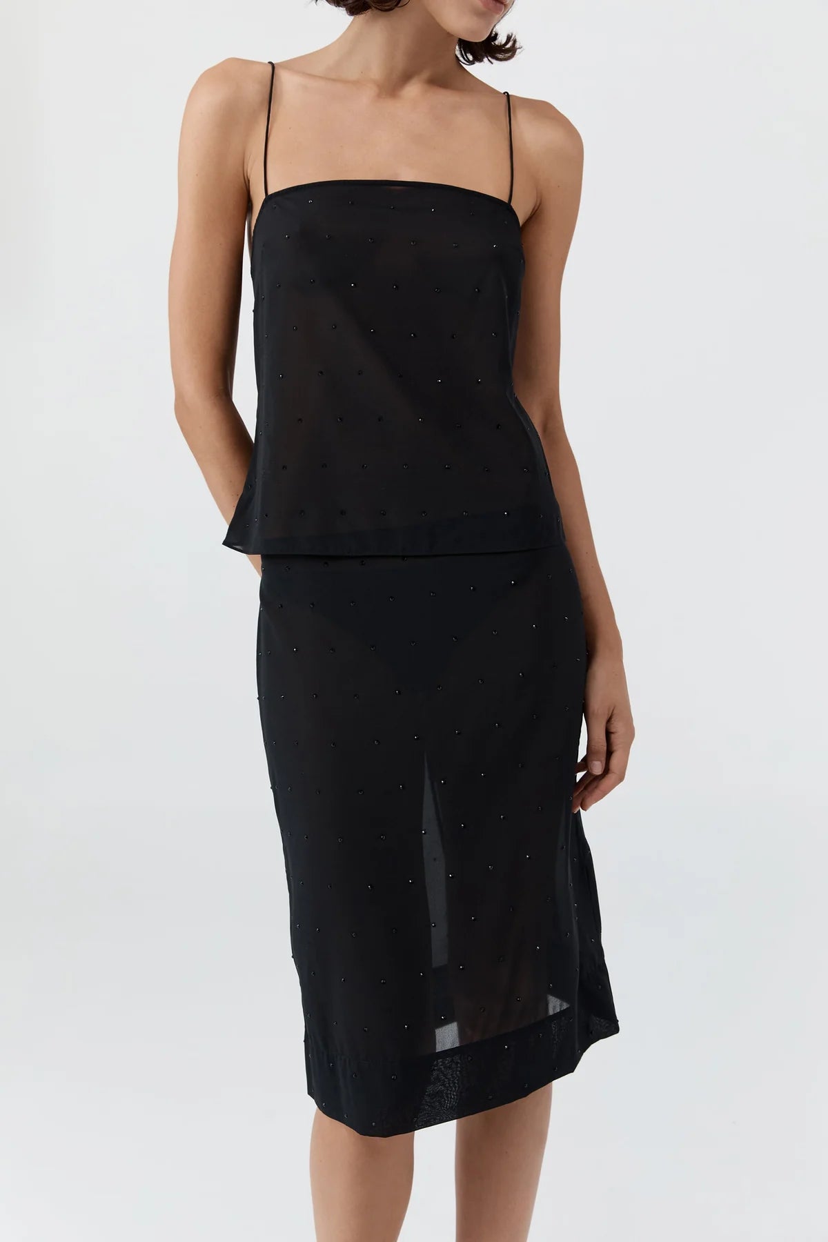 SILK GLASS BEADED CAMI
