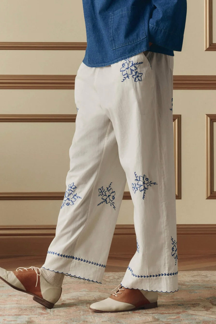 THE WEEKEND PANT W/ HANKY EMBROIDERY