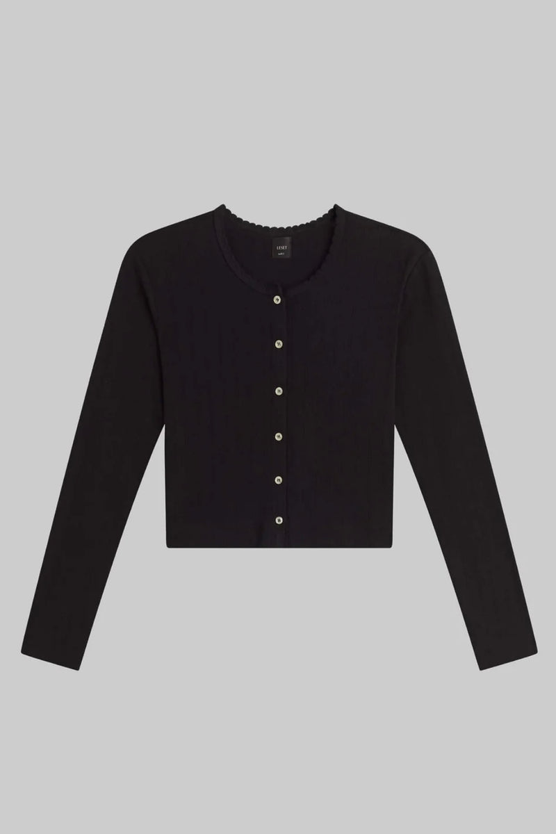 POINTELLE CROP CARDIGAN
