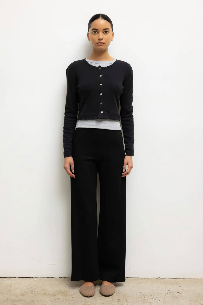 POINTELLE CROP CARDIGAN
