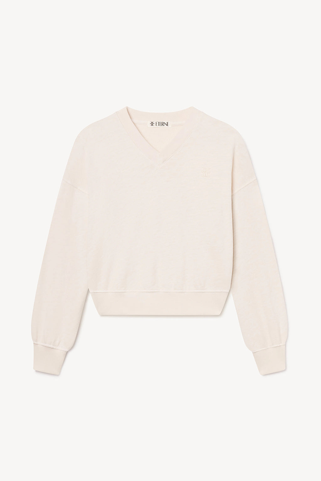 LIGHTWEIGHT FRENCH TERRY CROPPED V-NECK SWEATSHIRT