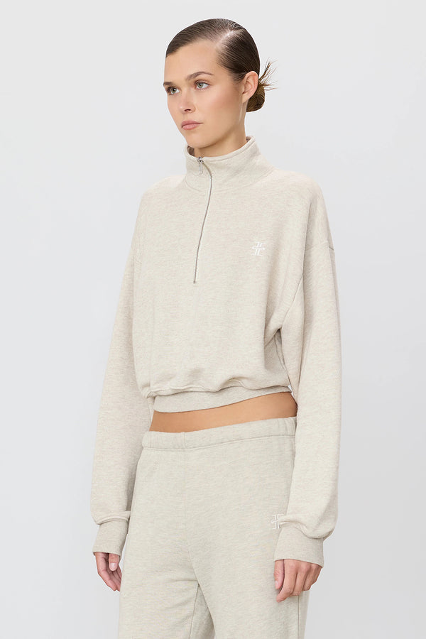 CROPPED HALF ZIP SWEATSHIRT