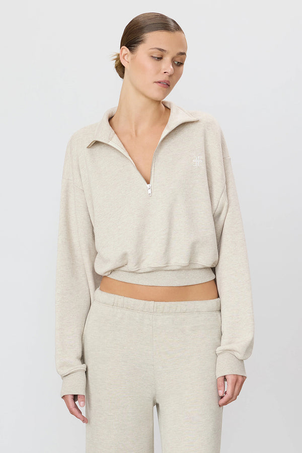 CROPPED HALF ZIP SWEATSHIRT