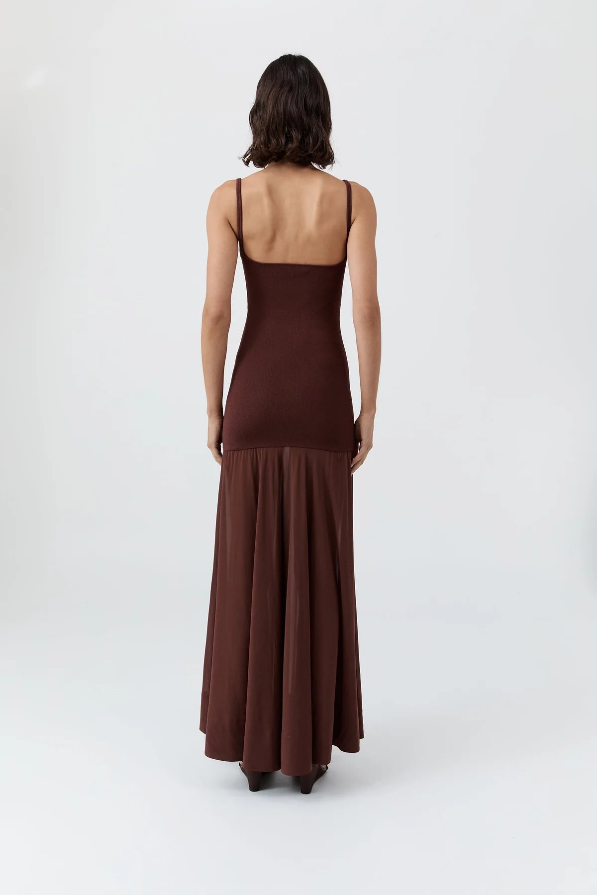 SHEER SILK CIRCLE HEM DRESS