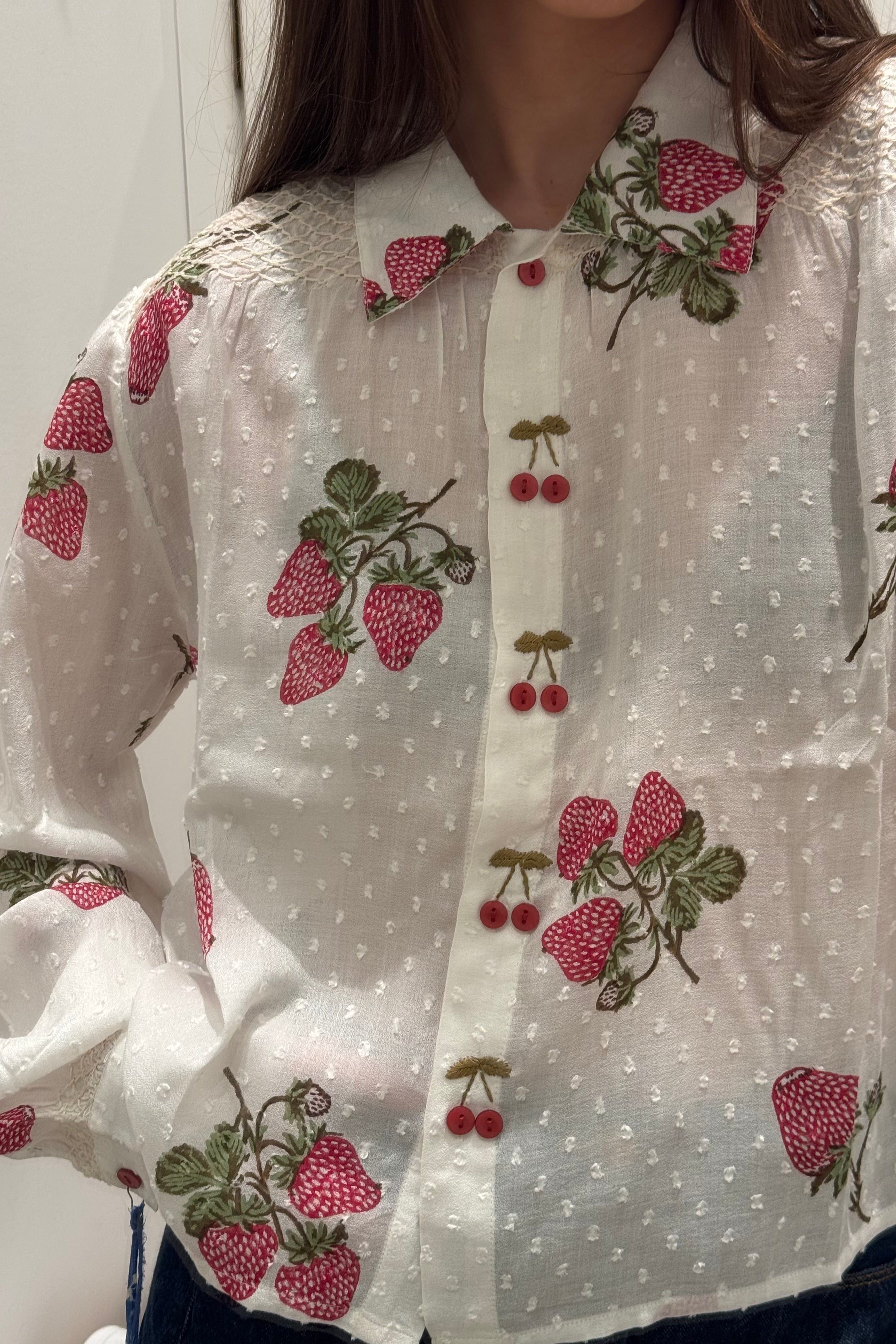 PRISCILLA STRAWBERRY DOT SHIRT