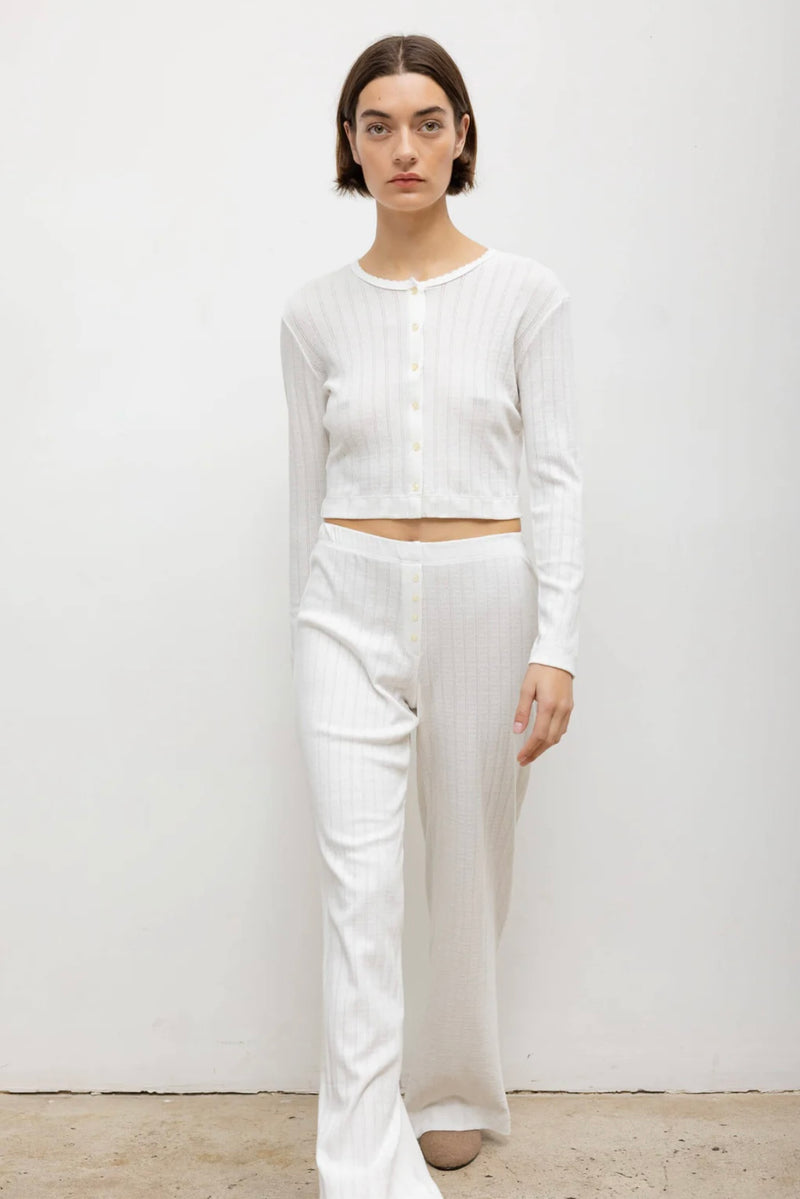 POINTELLE CROP CARDIGAN