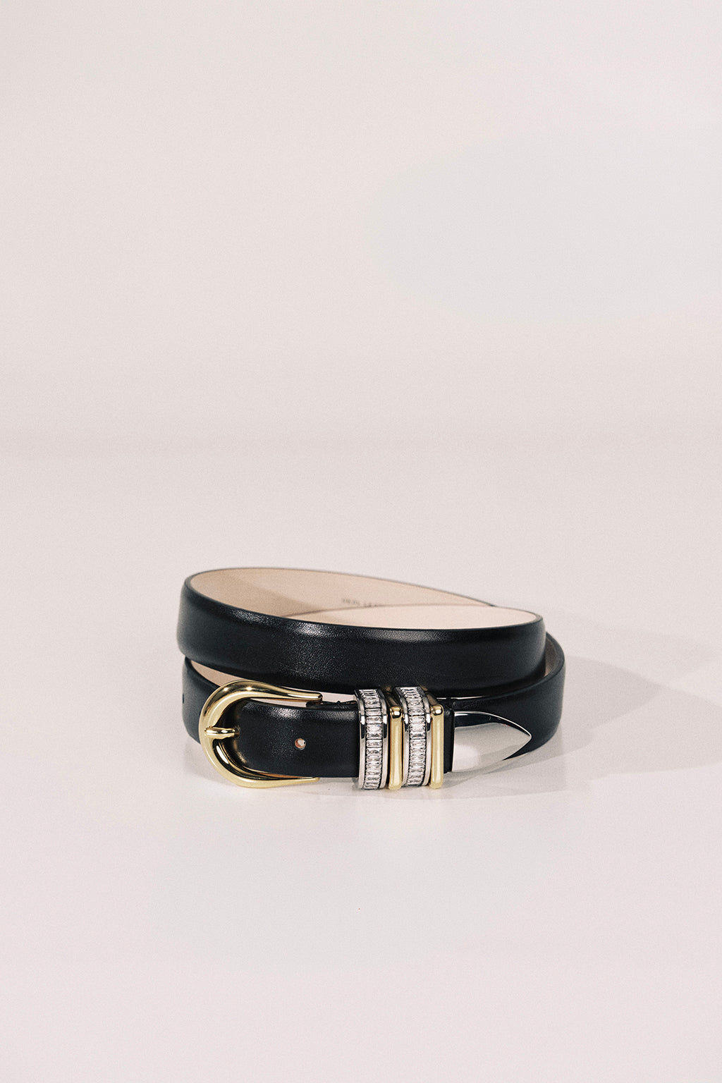 HOLLYHOCK BLACK CRYSTAL MIXED METAL BELT
