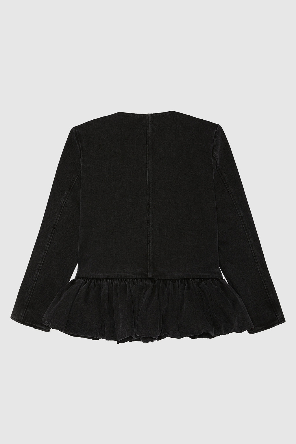 BLACK DENIM PEPLUM JACKET
