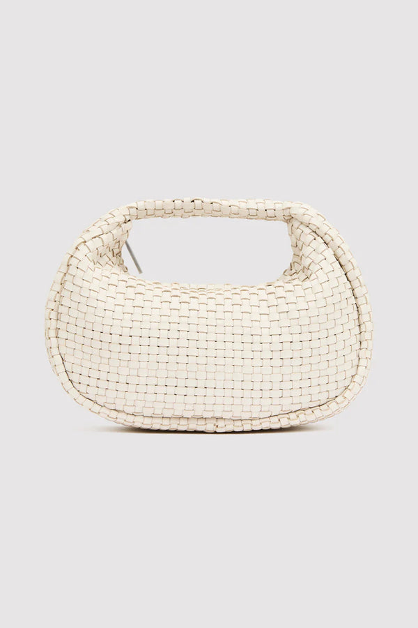 LATTICE WEAVE MINI BON BON BAG IN CREME