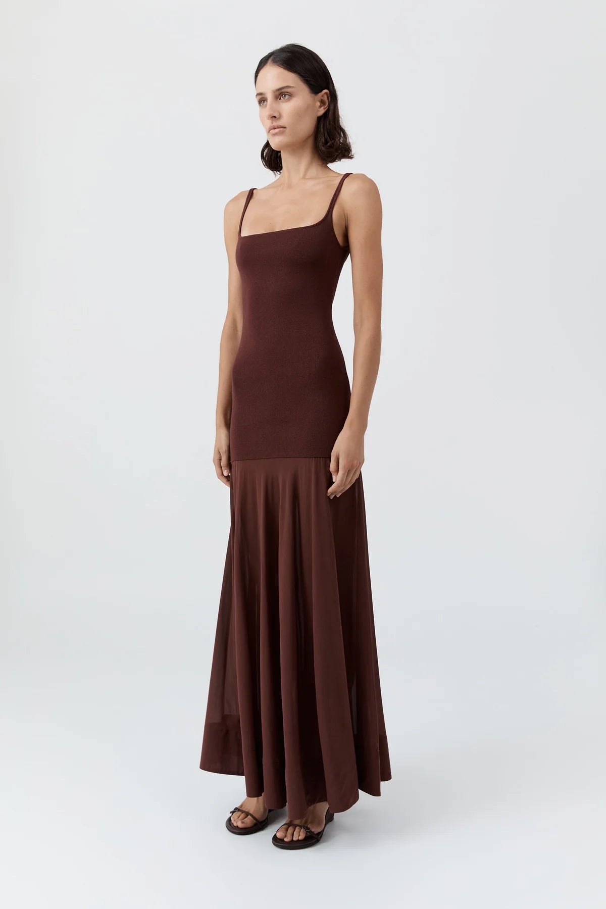 SHEER SILK CIRCLE HEM DRESS