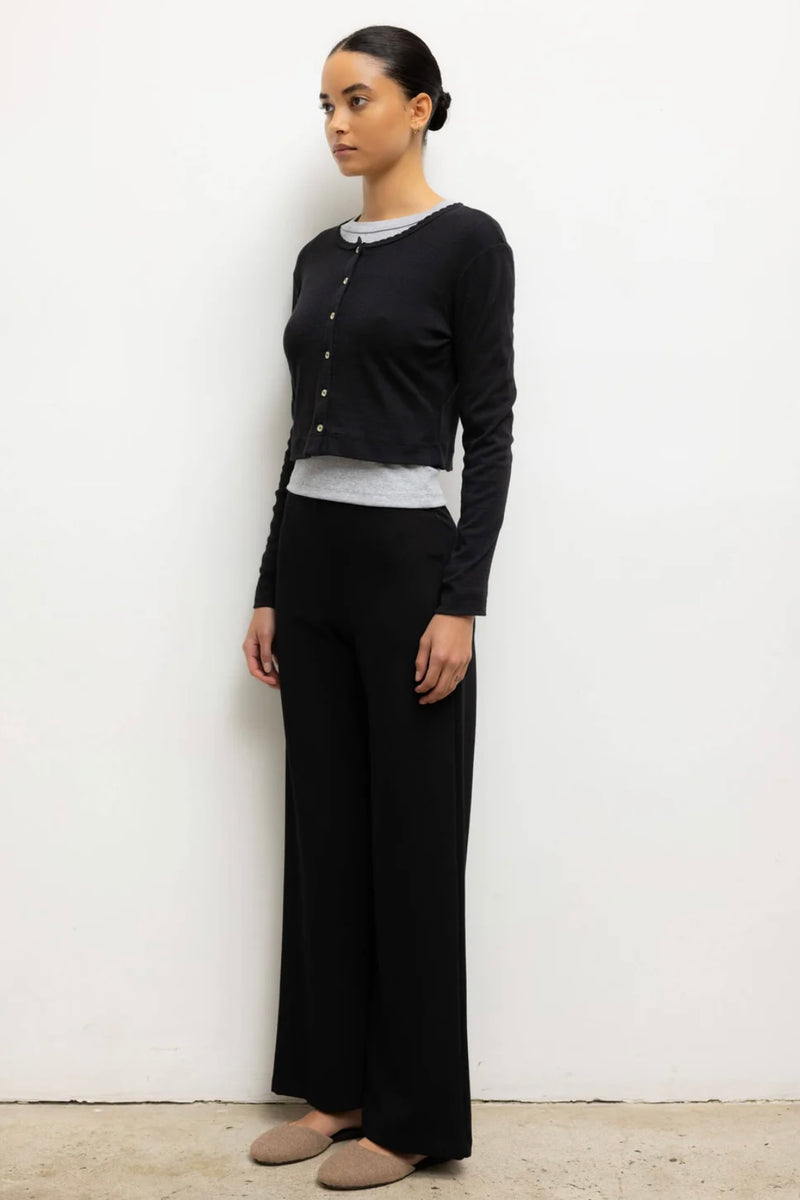 POINTELLE CROP CARDIGAN