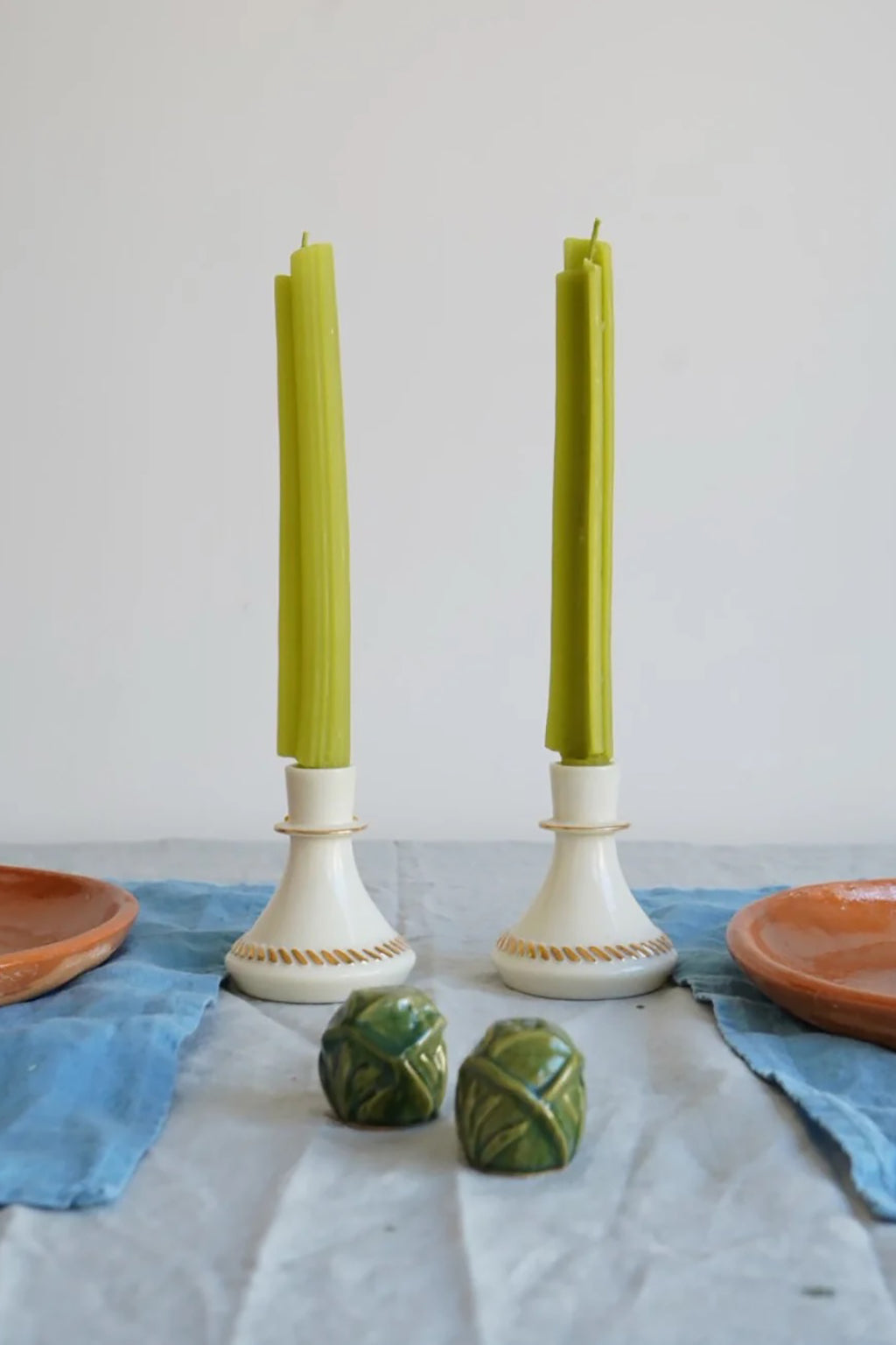 CELERY TAPER CANDLES - SET OF 2