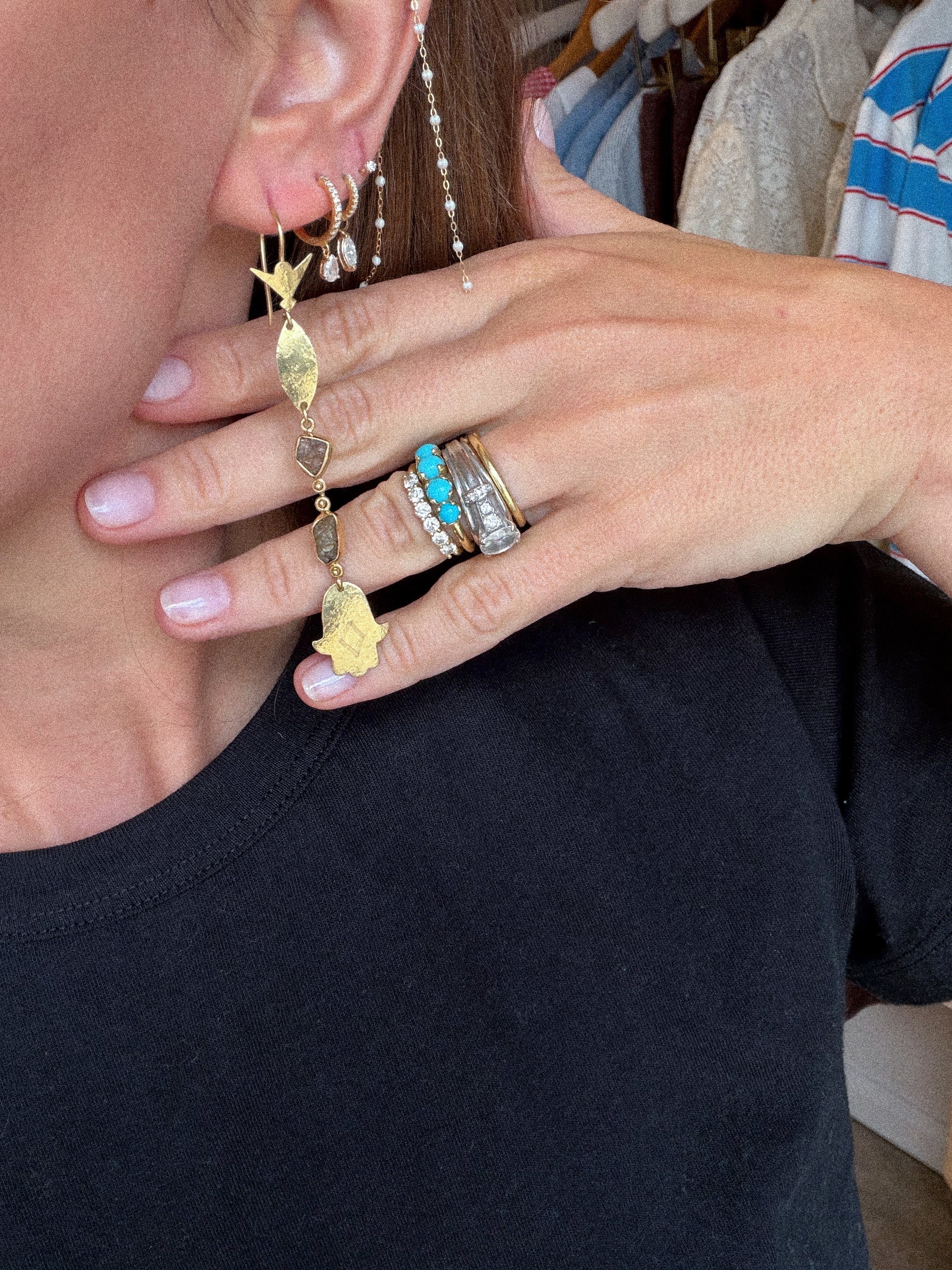 18K YELLOW GOLD & RAW DIAMOND EARRINGS
