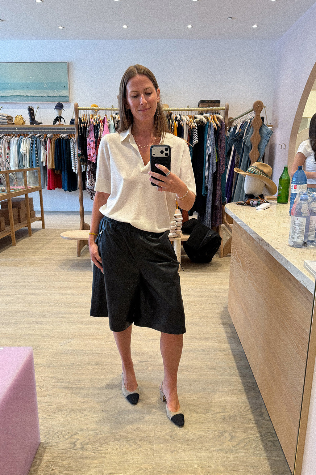 PI LEATHER BERMUDA SHORTS