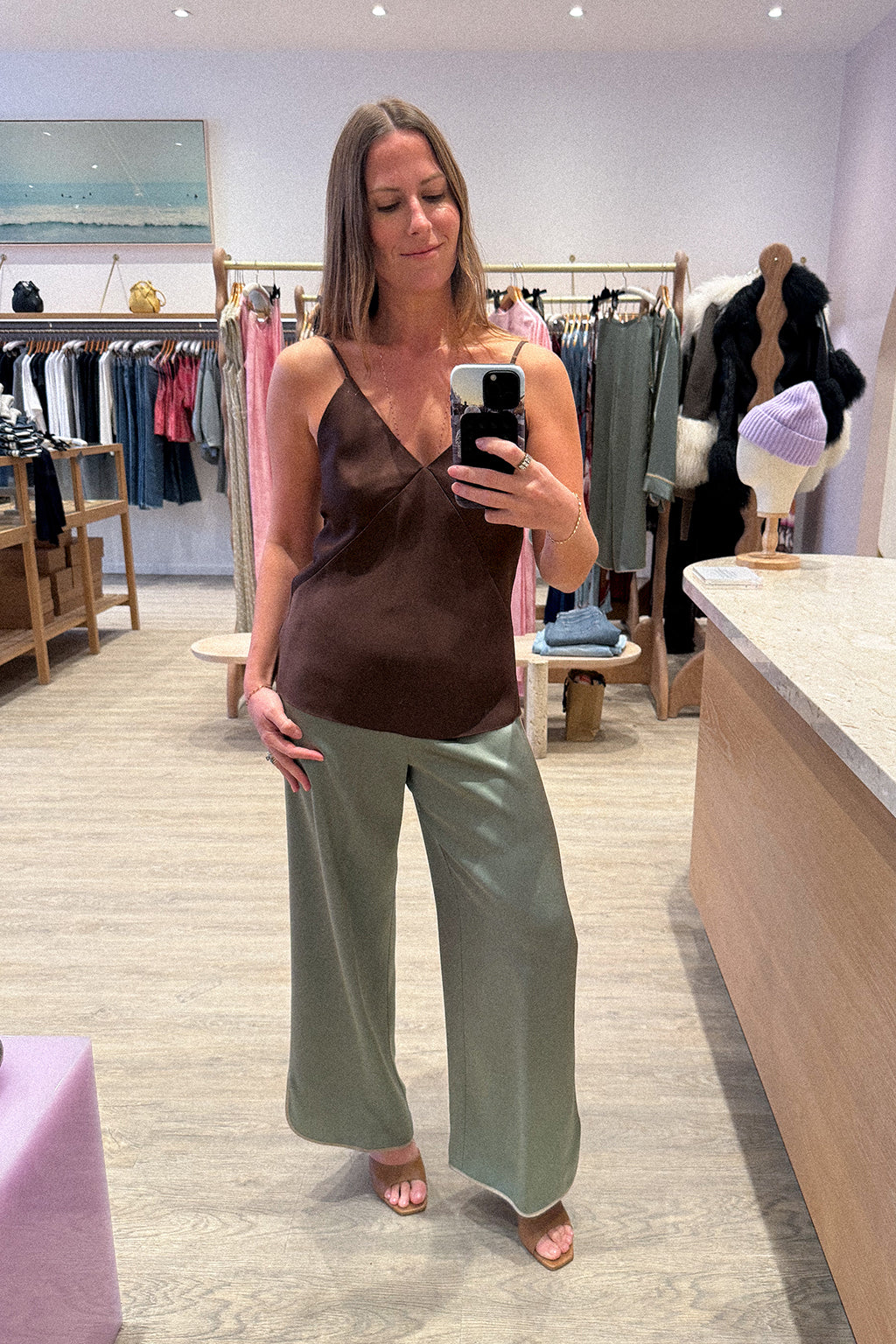 ENVERS SHINY SATIN CROPPED PANTS