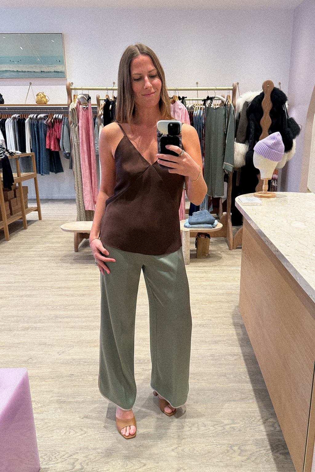 ENVERS SHINY SATIN CROPPED PANTS