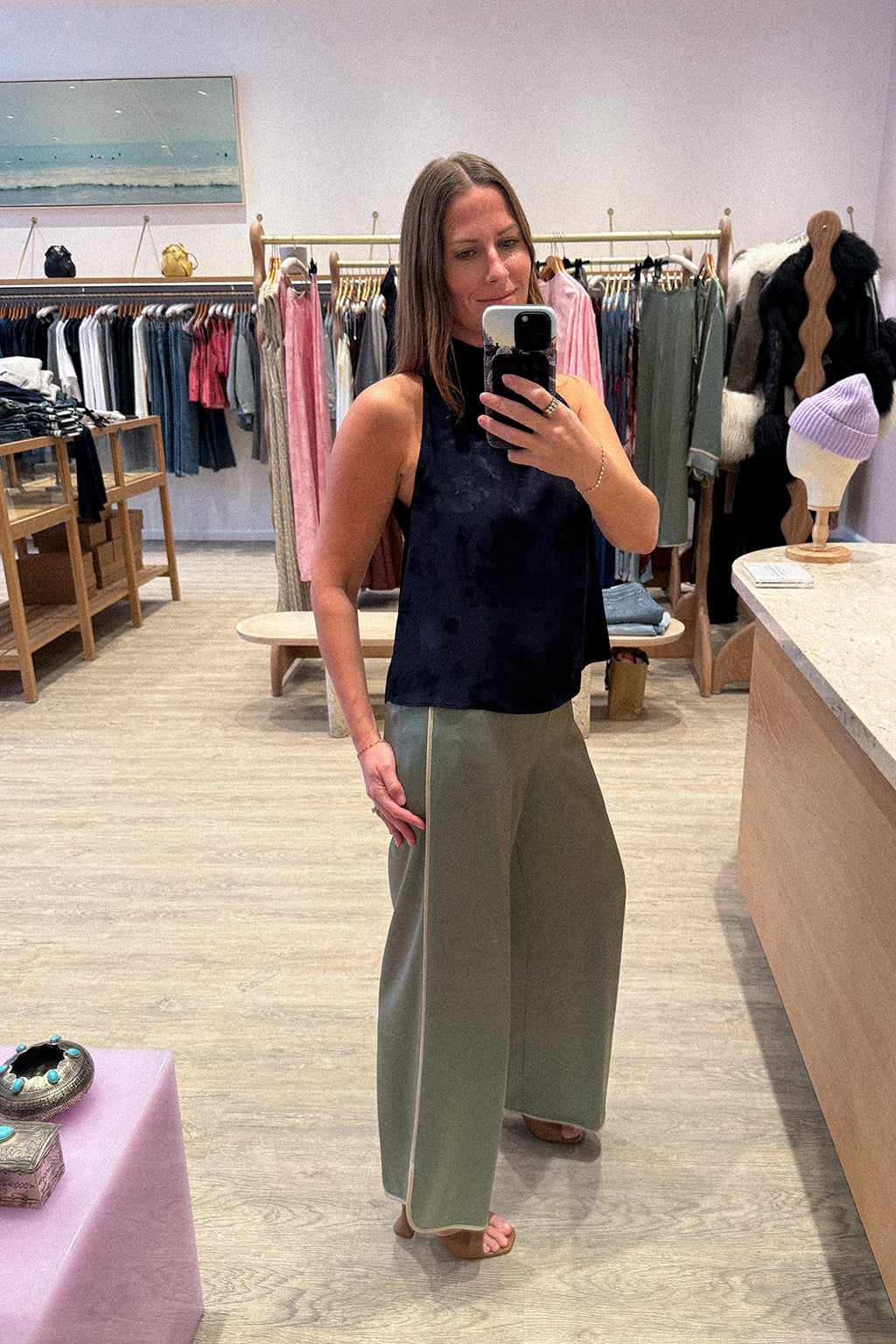 ENVERS SHINY SATIN CROPPED PANTS