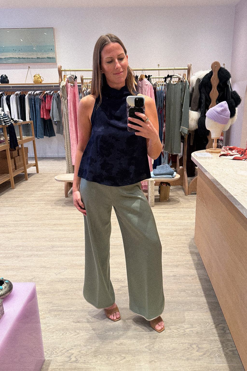 ENVERS SHINY SATIN CROPPED PANTS