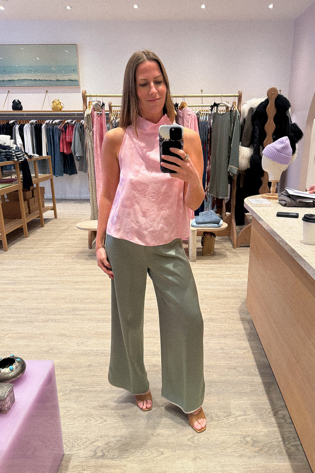 ENVERS SHINY SATIN CROPPED PANTS