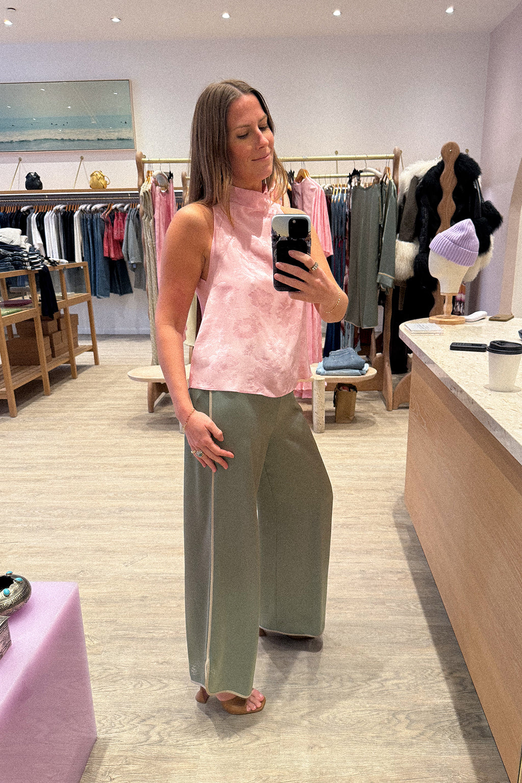 ENVERS SHINY SATIN CROPPED PANTS