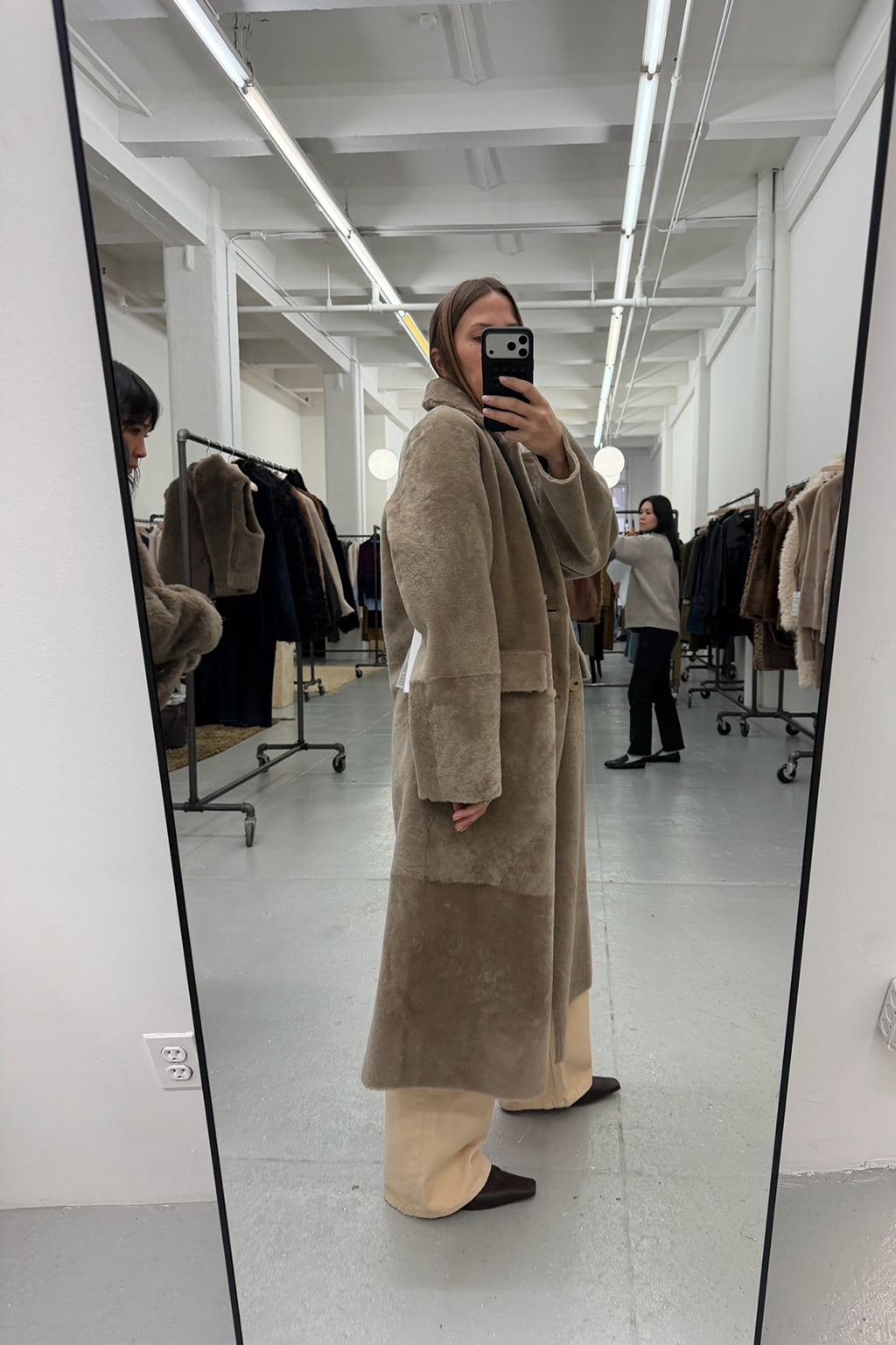 JUNAE LONG SHEARLING COAT