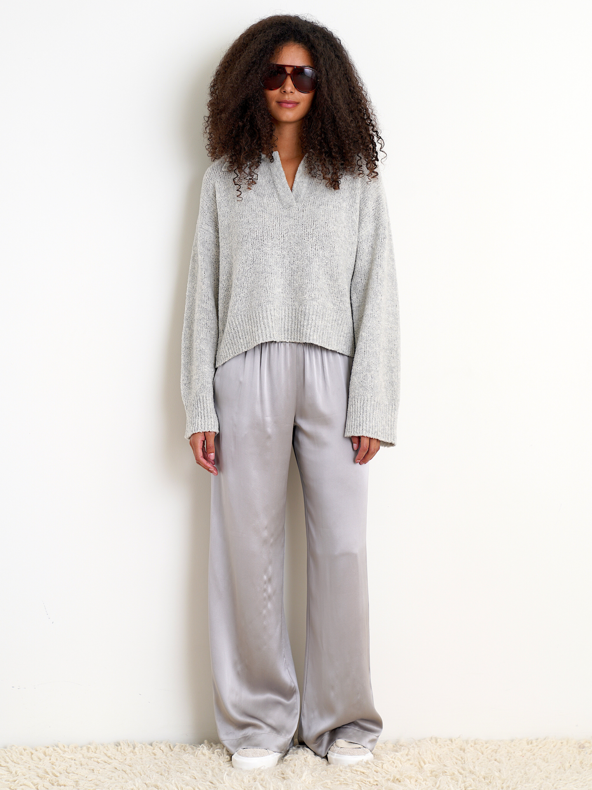 KAROLINE BOUCLE POLO SWEATER