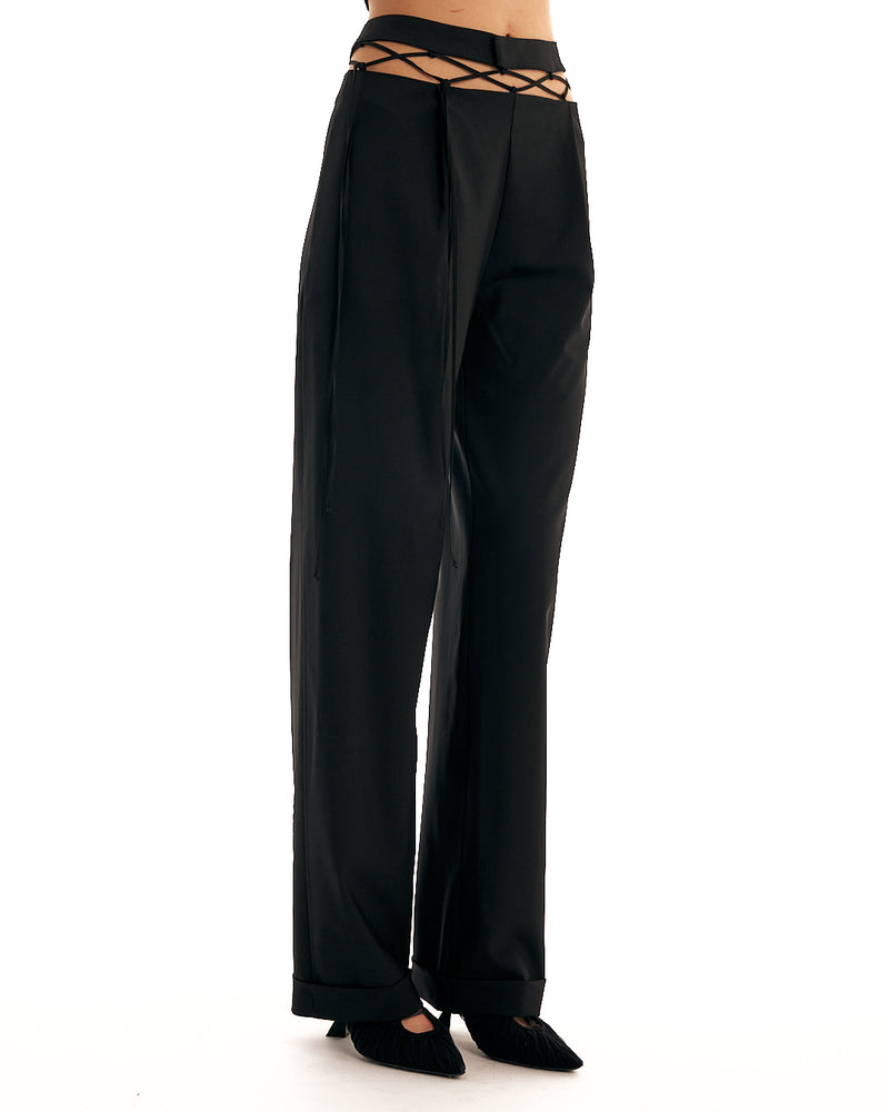 TAILORED TROUSERS WITH LACE WAISTBAND