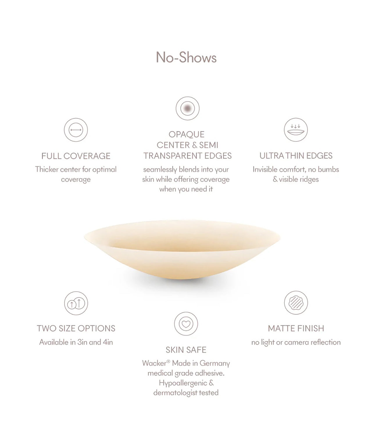 NO SHOW ADHESIVE NIPPLE COVERS NO.9 COFFEE