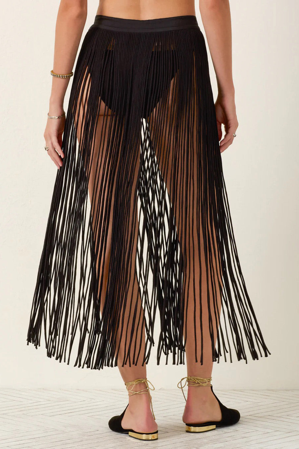 VANESSA ONYX FRINGE SKIRT