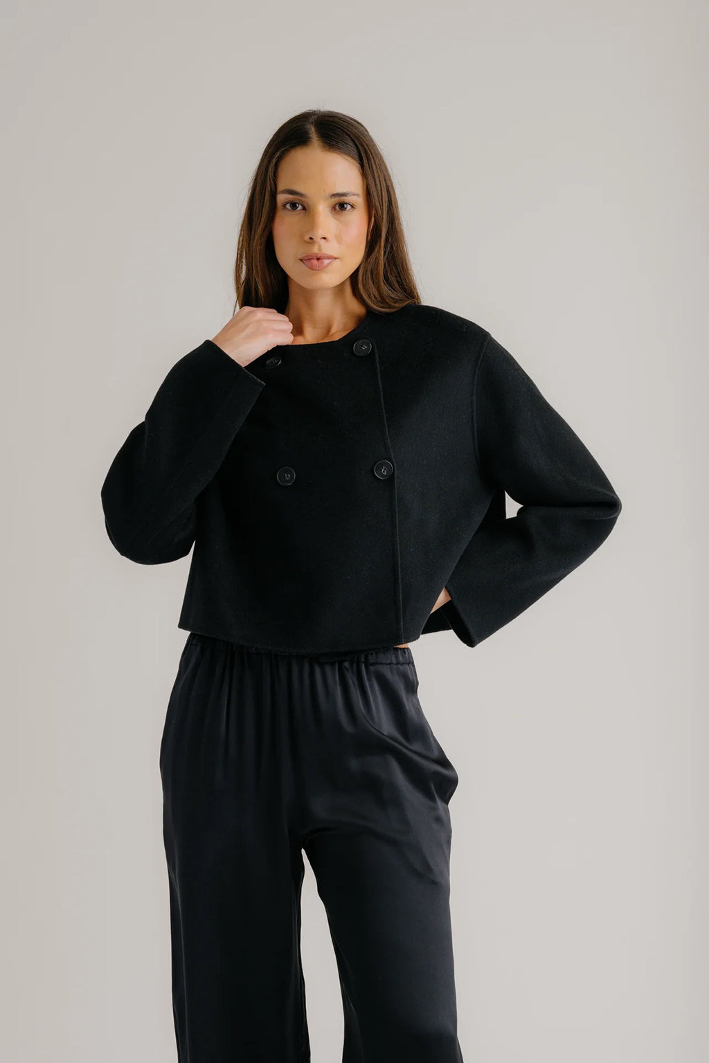 FLOREN CROPPED DOUBLE BREASTED JACKET