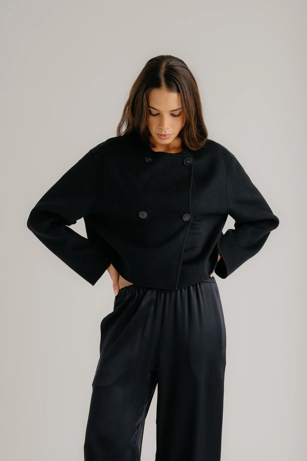 FLOREN CROPPED DOUBLE BREASTED JACKET