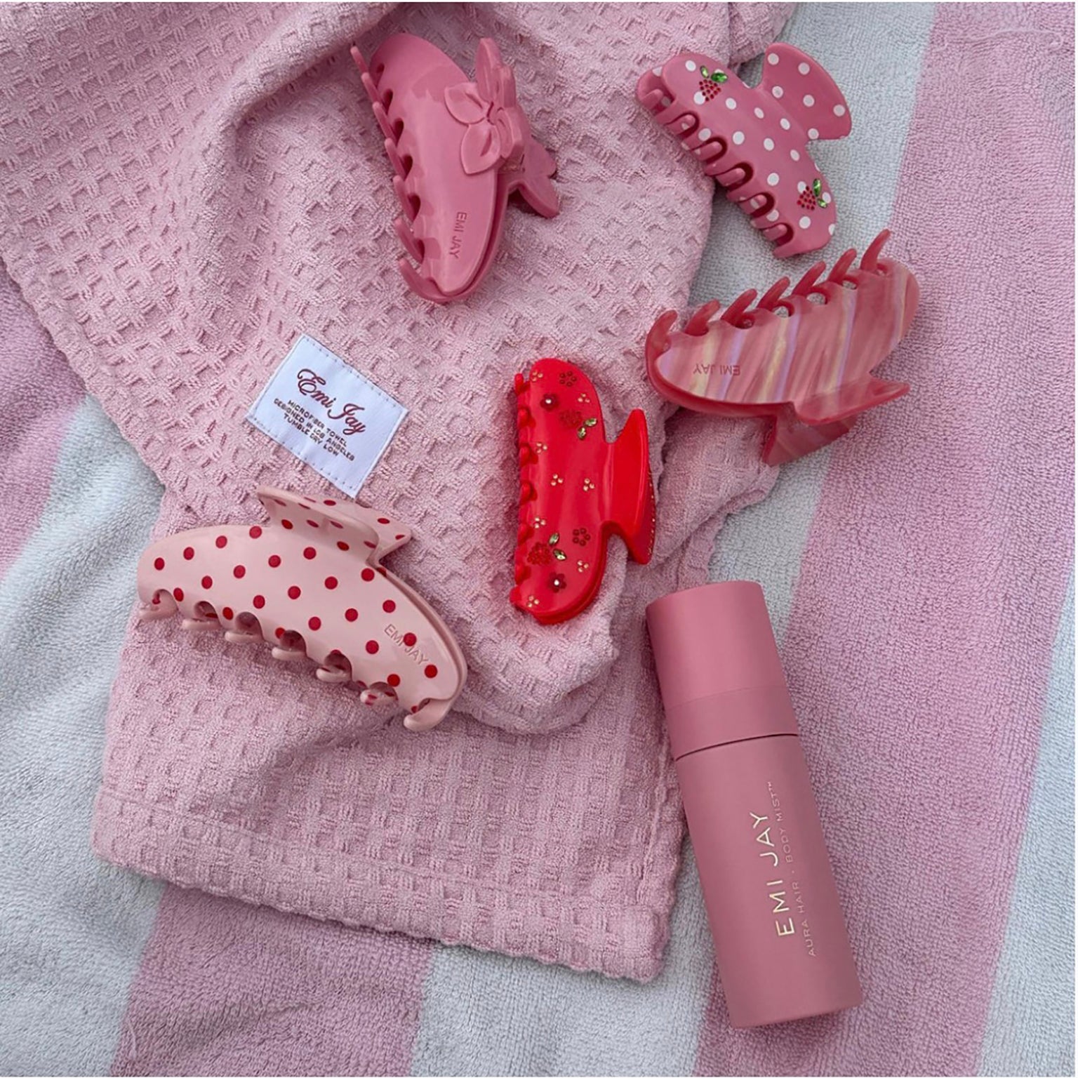 BIG EFFING CLIP IN BLUSH POLKA DOT