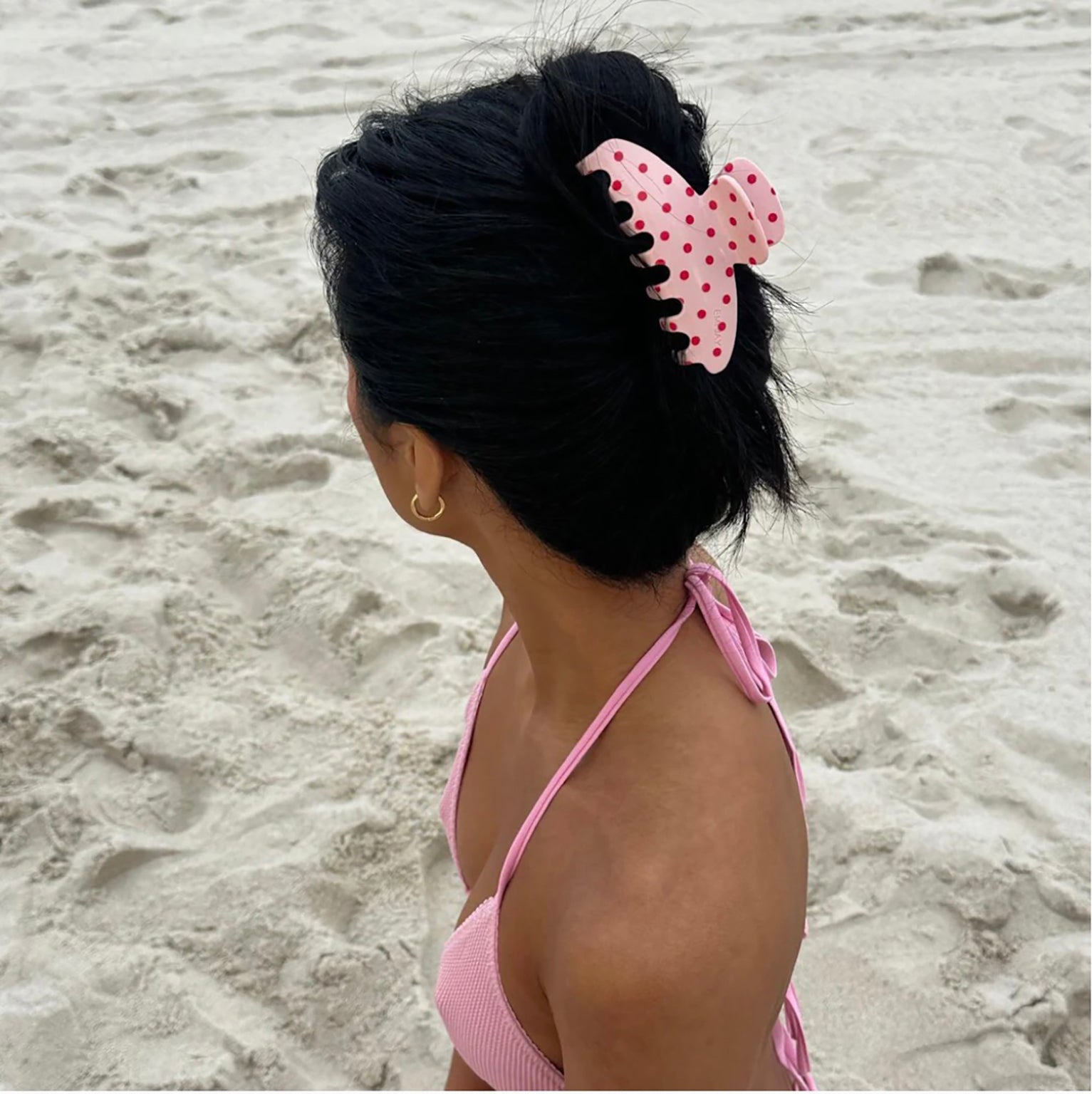 BIG EFFING CLIP IN BLUSH POLKA DOT