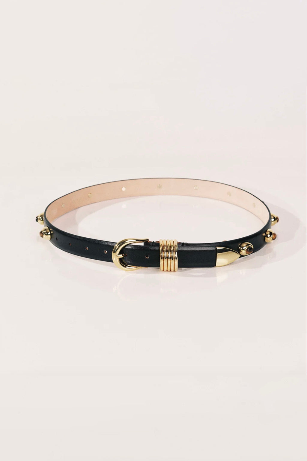 HOLLYHOCK STONE BELT IN BLACK, TIGER'S EYE & GOLD