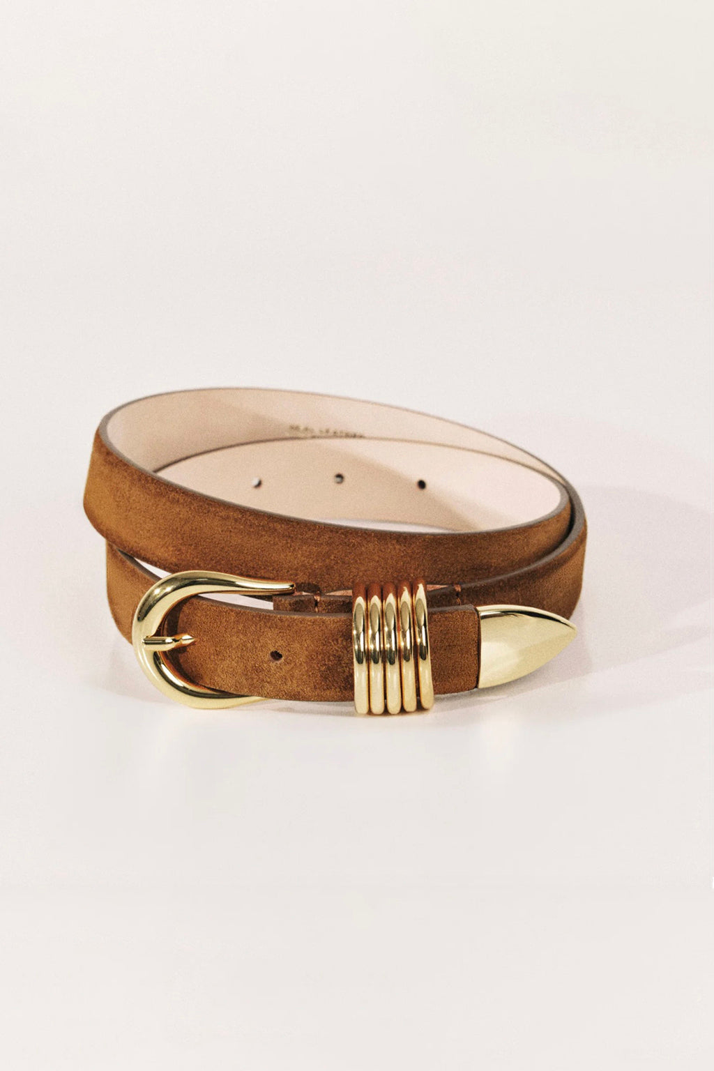 HOLLYHOCK BELT IN OCHRE SUEDE & GOLD
