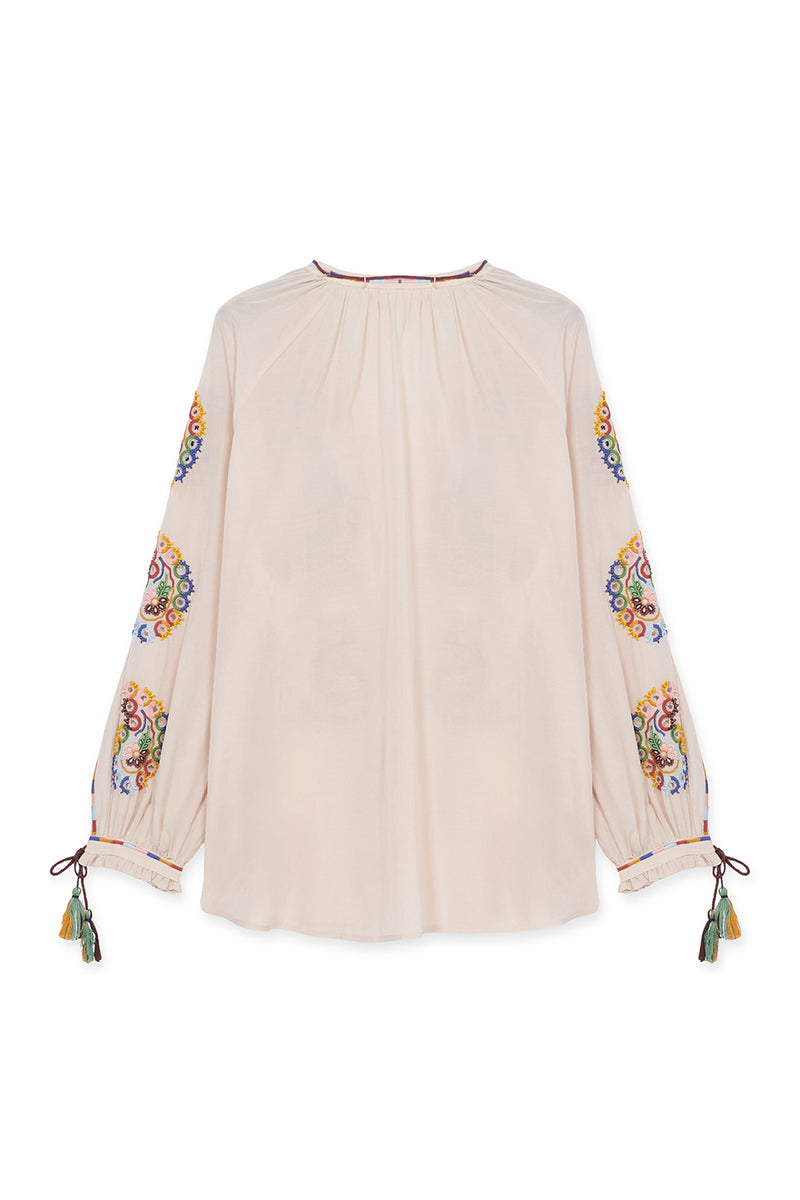 GHODSI EMBROIDERED COTTON BLOUSE