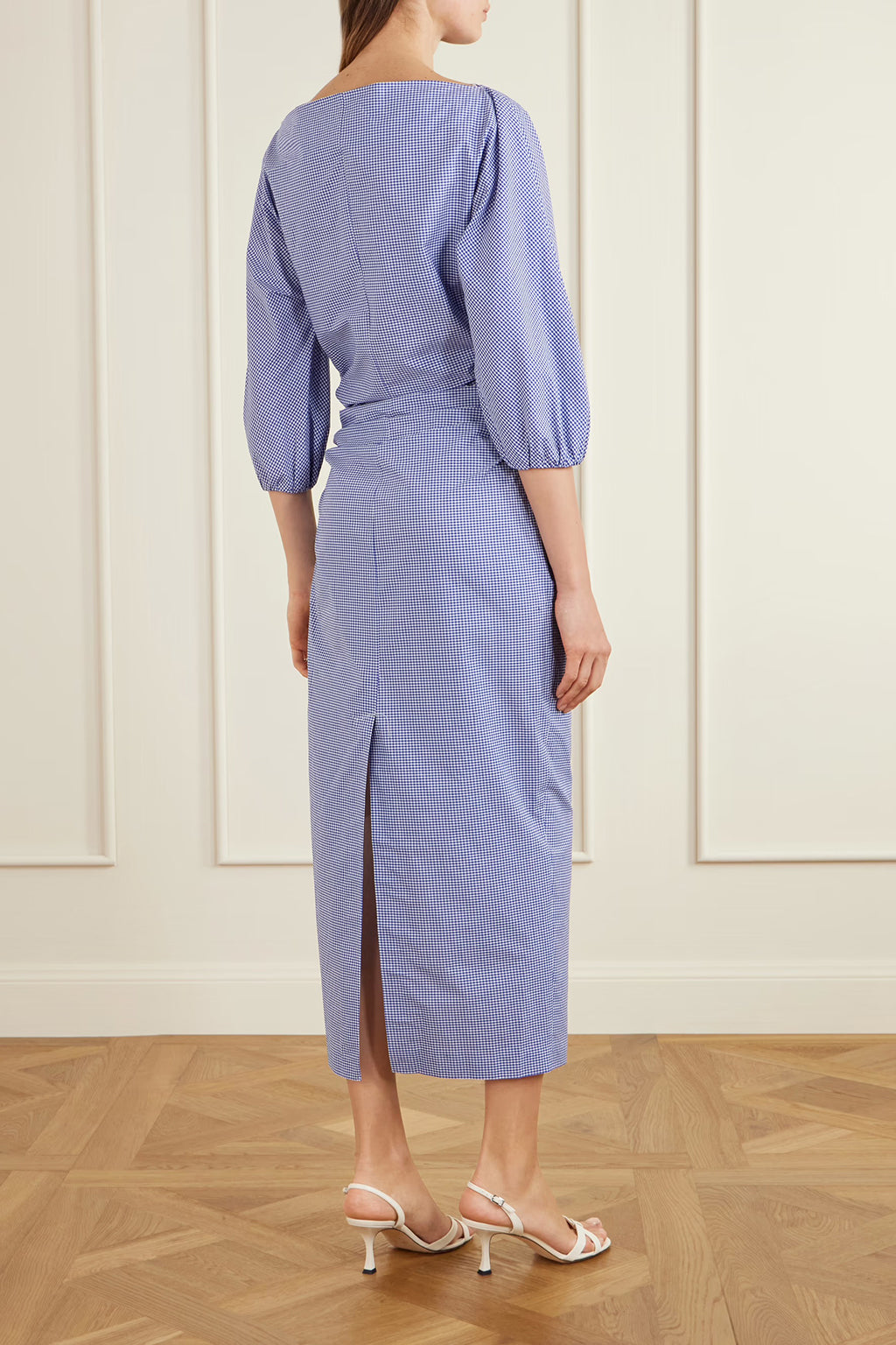 EZRA CHECK COTTON MIDI DRESS