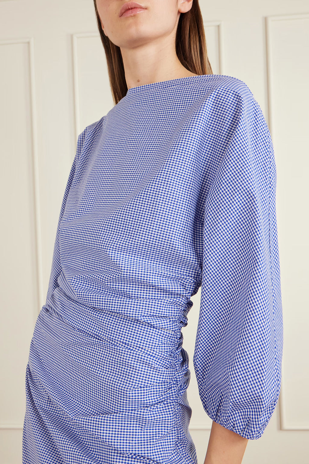 EZRA CHECK COTTON MIDI DRESS