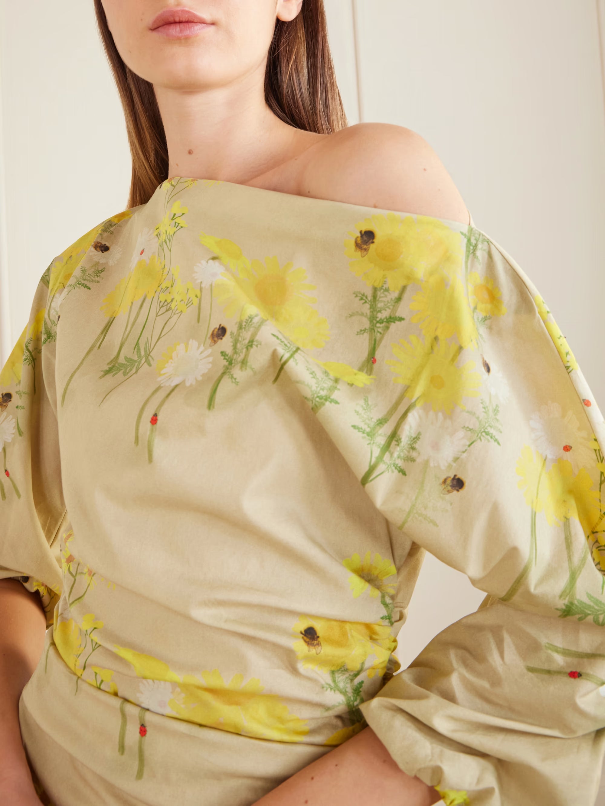 EZRA FLORAL PRINT COTTON BLEND MIDI DRESS