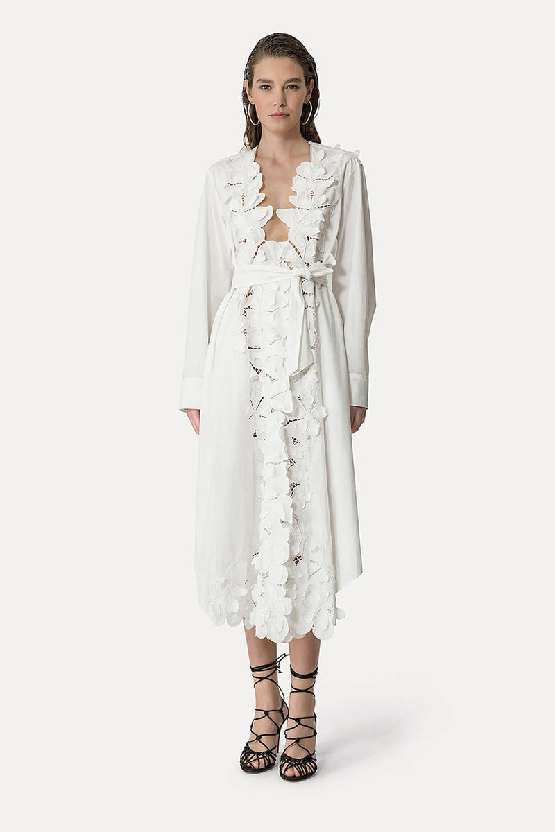 "EN FLEUR" EMBROIDERY COTTON POPLIN DRESS