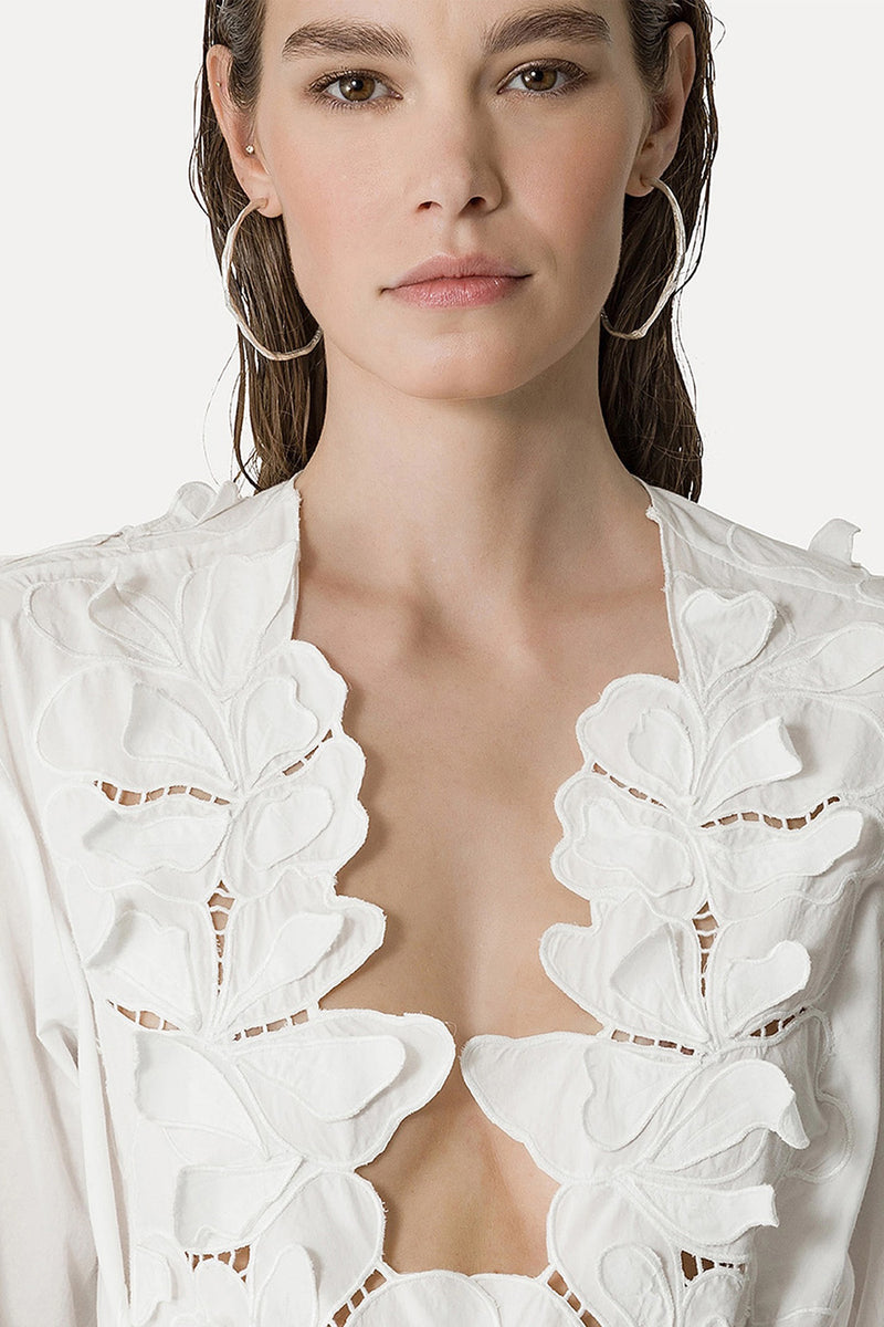 "EN FLEUR" EMBROIDERY COTTON POPLIN DRESS