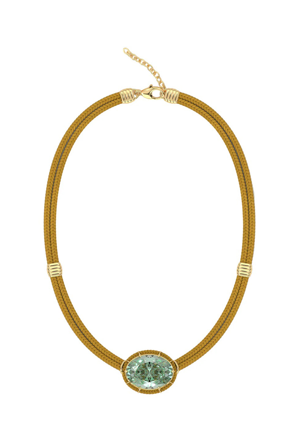 GREEN AMETHYST SILK CORD PENDANT NECKLACE