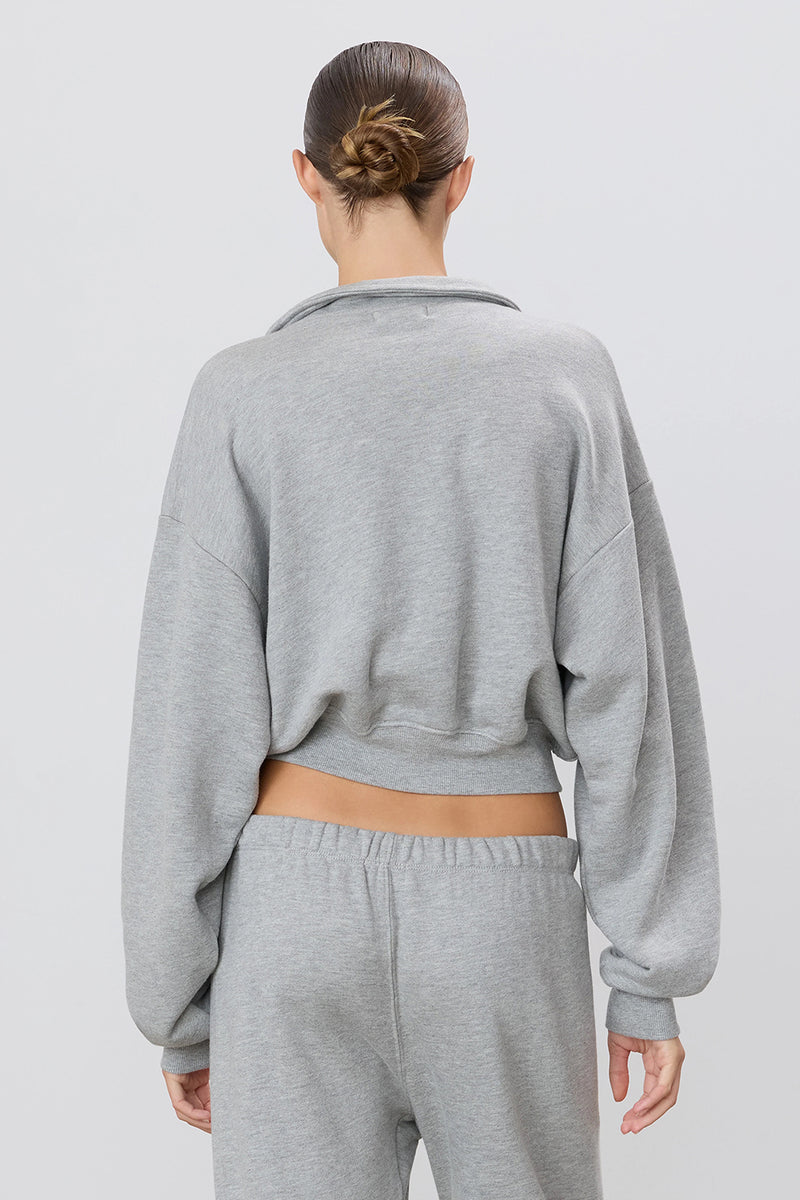 CROPPED HALF ZIP SWEATSHIRT