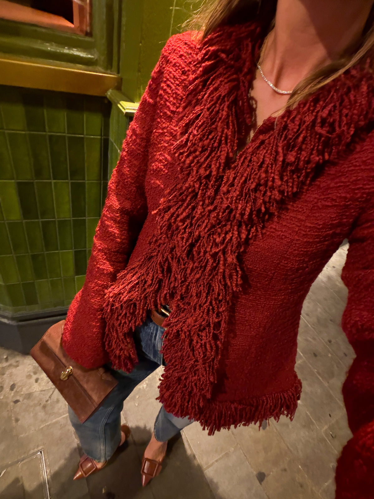 FRINGE WOOL BLEND TWEED BLAZER