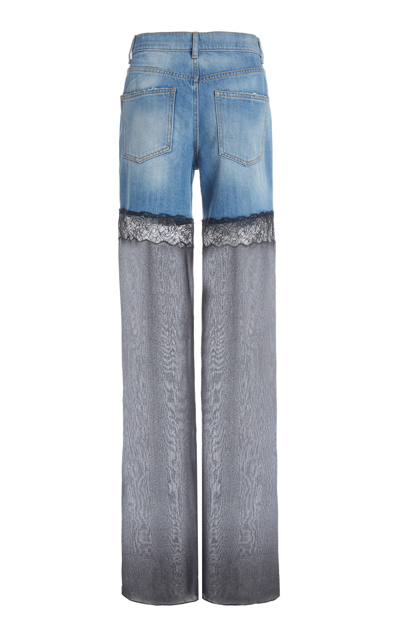 HYBRID JEANS WITH SHEER LEG