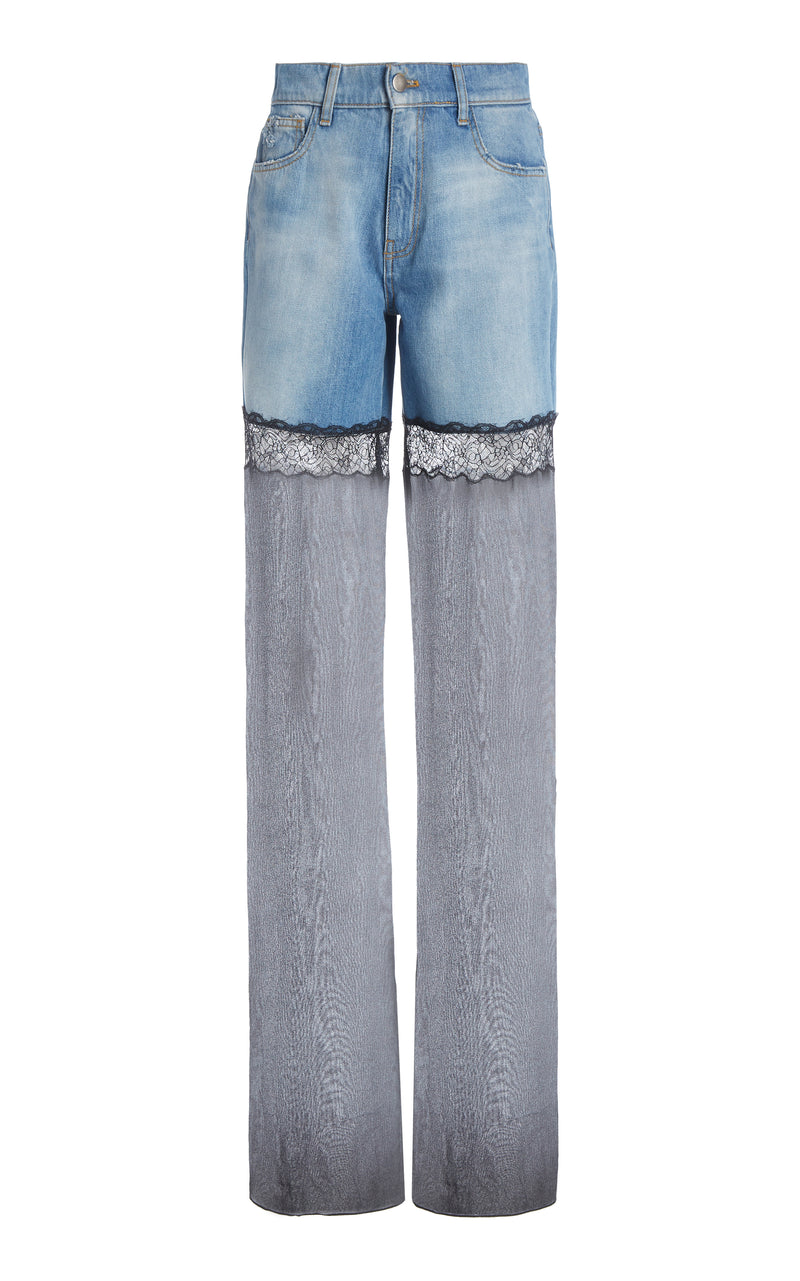 HYBRID JEANS WITH SHEER LEG