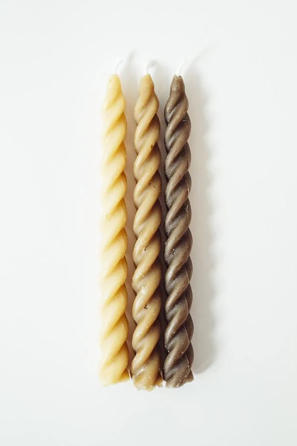 TAUPE SPIRAL TAPER CANDLES