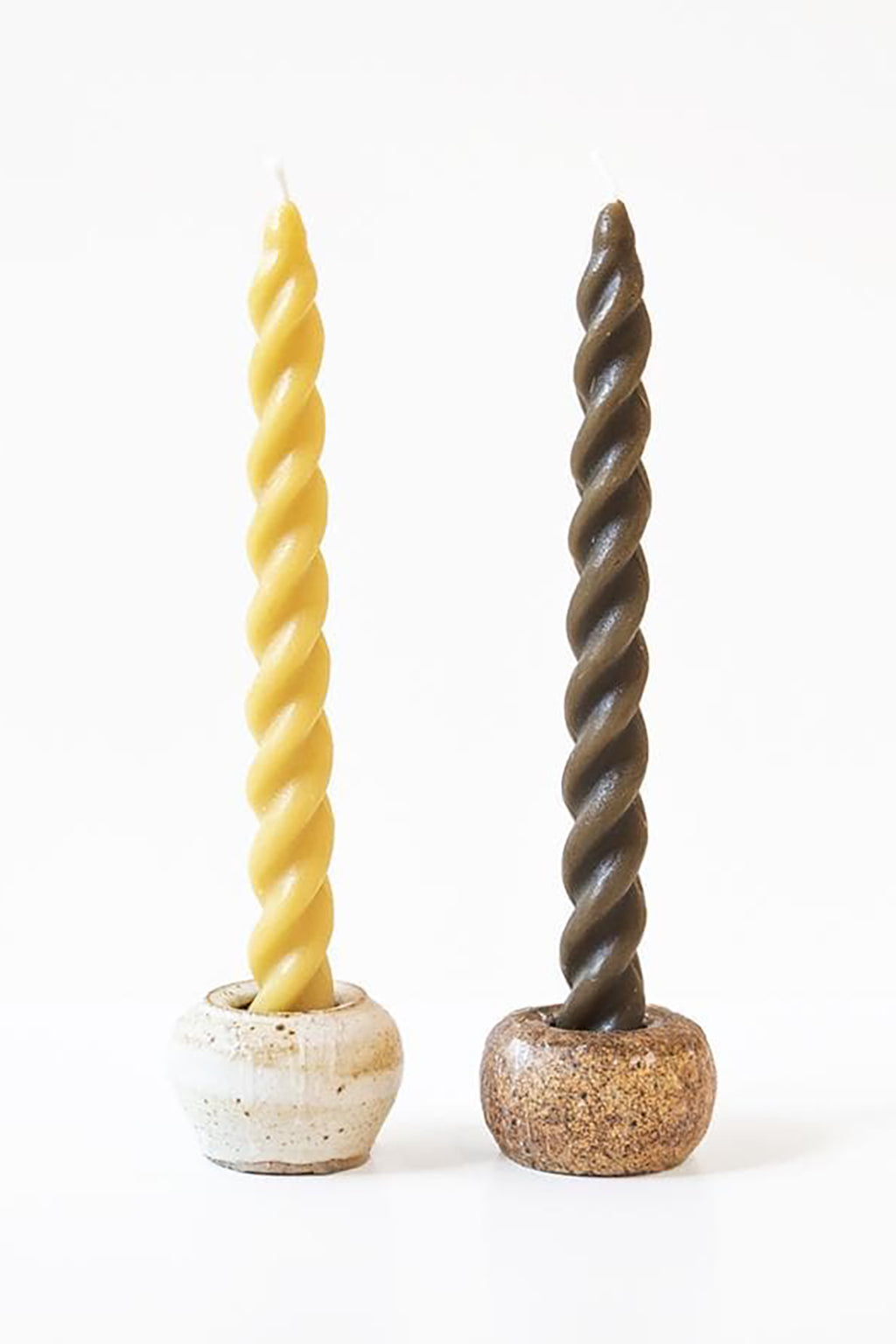 TAUPE SPIRAL TAPER CANDLES